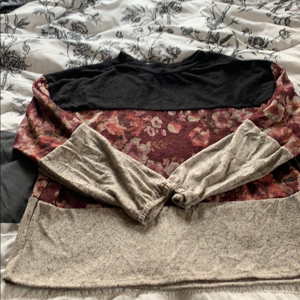 Cute mixed fabric top!